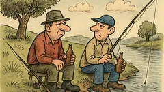 Vic: Dva muškarca pecaju i piju pivo